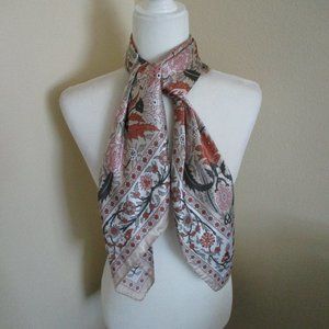 Floral scarf in browns, pinks & gray